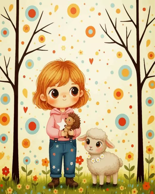 Girl and her animal friends paint by numbers Girl And Her Animal Friends Paint By Numbers