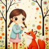 Girl With Bird And Fox Paint By Numbers