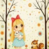 Girl With Her Bunny And Squirrel Paint By Numbers