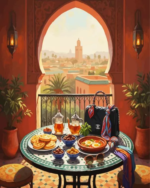 Moroccan Breakfast paint by numbers Moroccan Breakfast Paint By Numbers