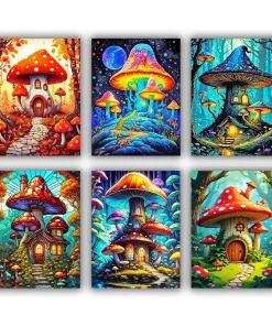 Mushroom house mini paint by numbers