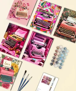 Pink typewriter mini paint by numbers