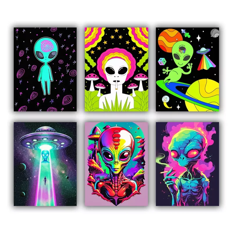 Trippy Alien Mini Paint By Numbers - Numeral Paint Kit