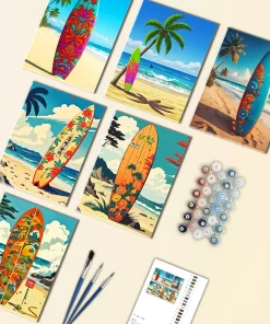 Tropical Surfboard Mini paint by numbers