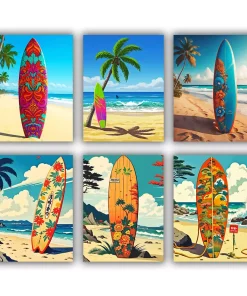 Tropical Surfboard Mini paint by numbers
