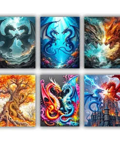 Twin Dragon Mini Paint By Numbers