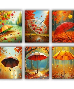 Umbrella in autumn mini paint by numbers