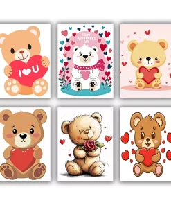 Valentines teddy bear mini paint by numbers