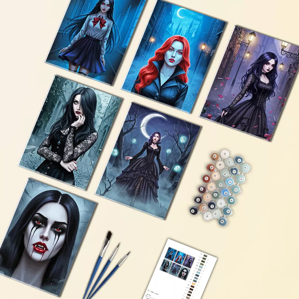 Vampire Girl mini paint by numbers