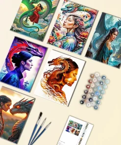 Woman And Dragon Mini Paint By Numbers