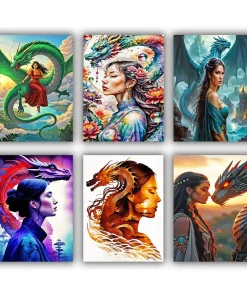 Woman and dragon mini paint by numbers