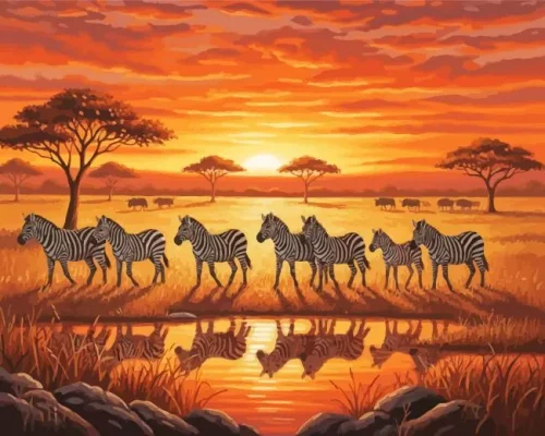 African Zebras Paint By Numbers 
