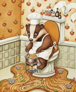 Badger Sitting On A Toilet Paint By Numbers