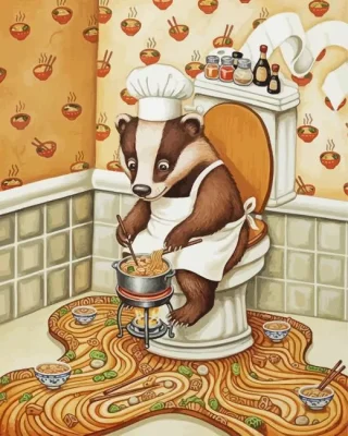 Badger Sitting On A Toilet Paint By Numbers