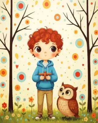 Boy And Owl Paint By Numbers 