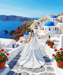 Bride In Santorini Paint By Numbers