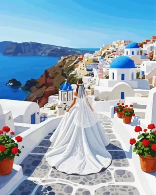 Bride In Santorini Paint By Numbers 