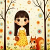 Girl And Squirrel Paint By Numbers