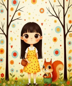 Girl And Squirrel Paint By Numbers