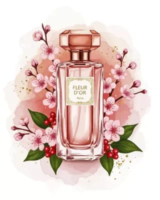 Pink Perfume And Cherry Blossoms Paint By Numbers 