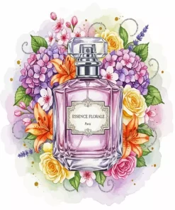 Purple Perfume And Flowers Paint By Numbers