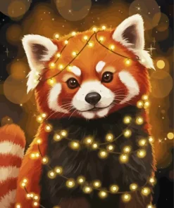 Red Panda And Lights Paint By Numbers