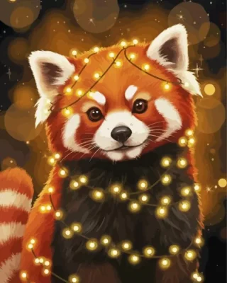 Red Panda And Lights Paint By Numbers 