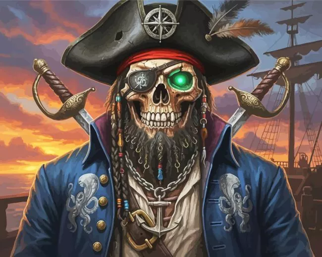 scary pirate skull paint by number Scary Pirate Skull Paint By Numbers