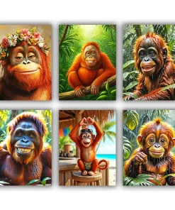 the smiling orangutan mini paint by numbers