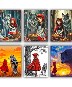 the wolf and the little girl mini paint by numbers
