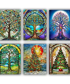 tree stained glass mini paint by numbers