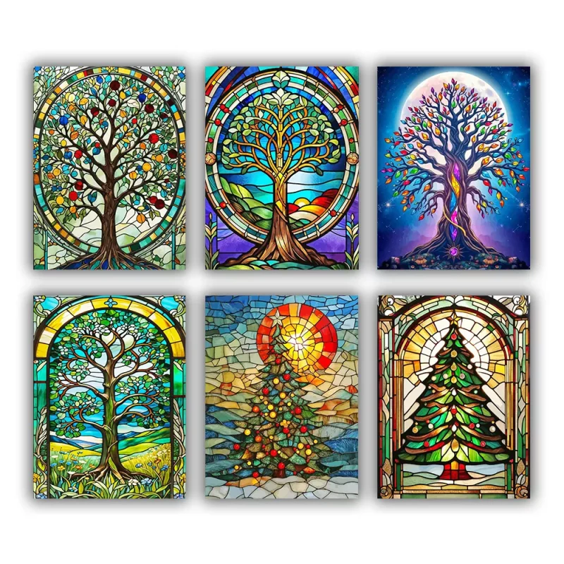 Tree Stained Glass Mini Paint By Numbers - Numeral Paint Kit