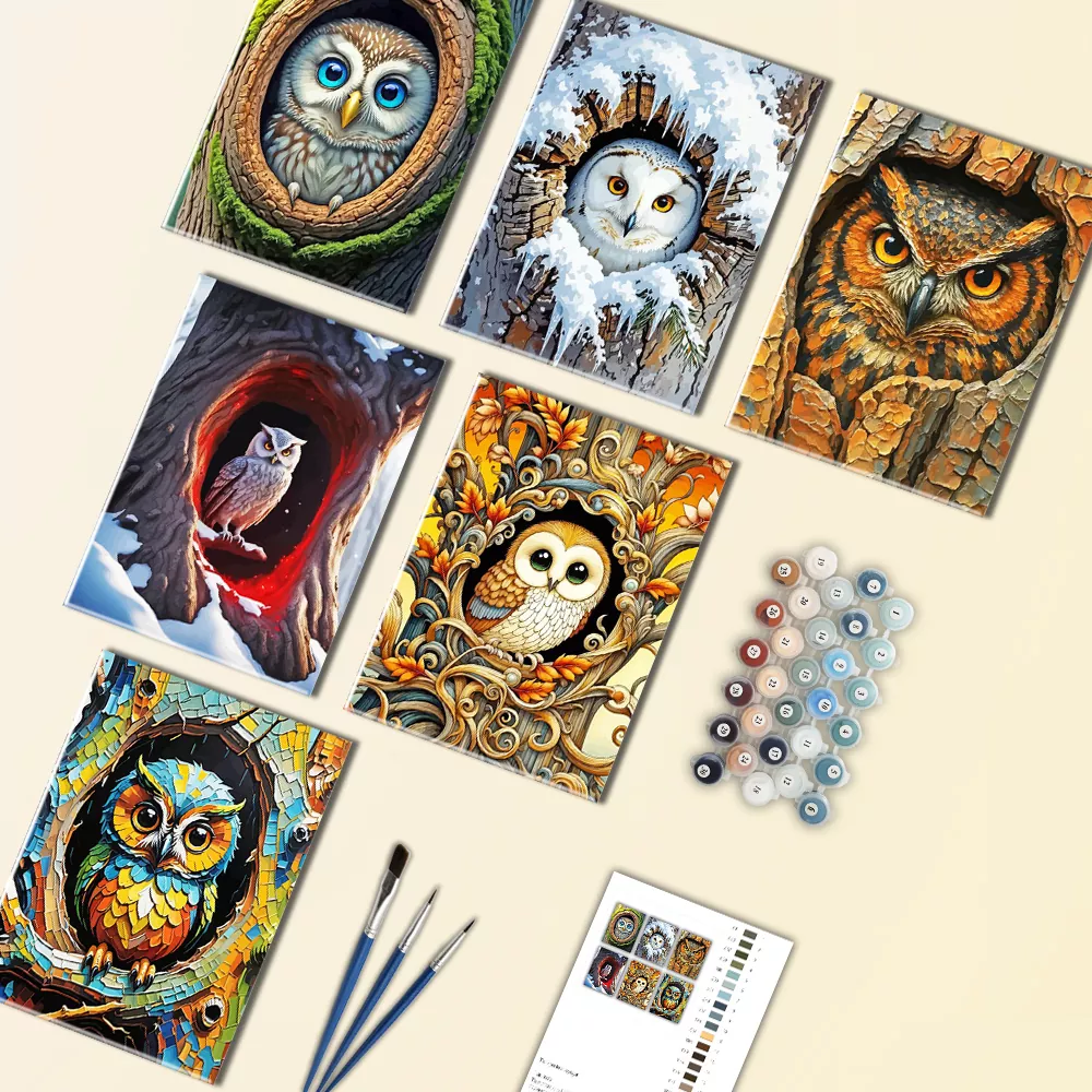 tree with owl hole mini paint by numbers tree with owl hole mini paint by numbers
