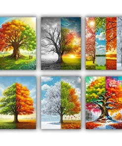 trees in seasons mini paint by numbers