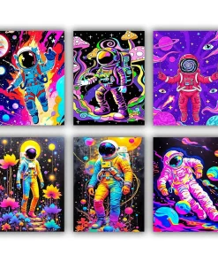 trippy astronaut mini paint by numbers
