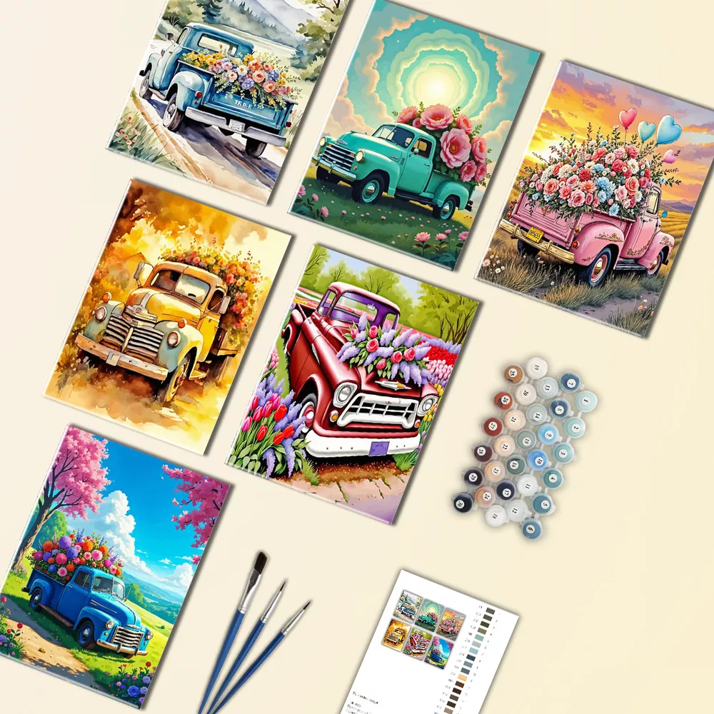 truck with flowers mini paint by numbers truck with flowers mini paint by numbers