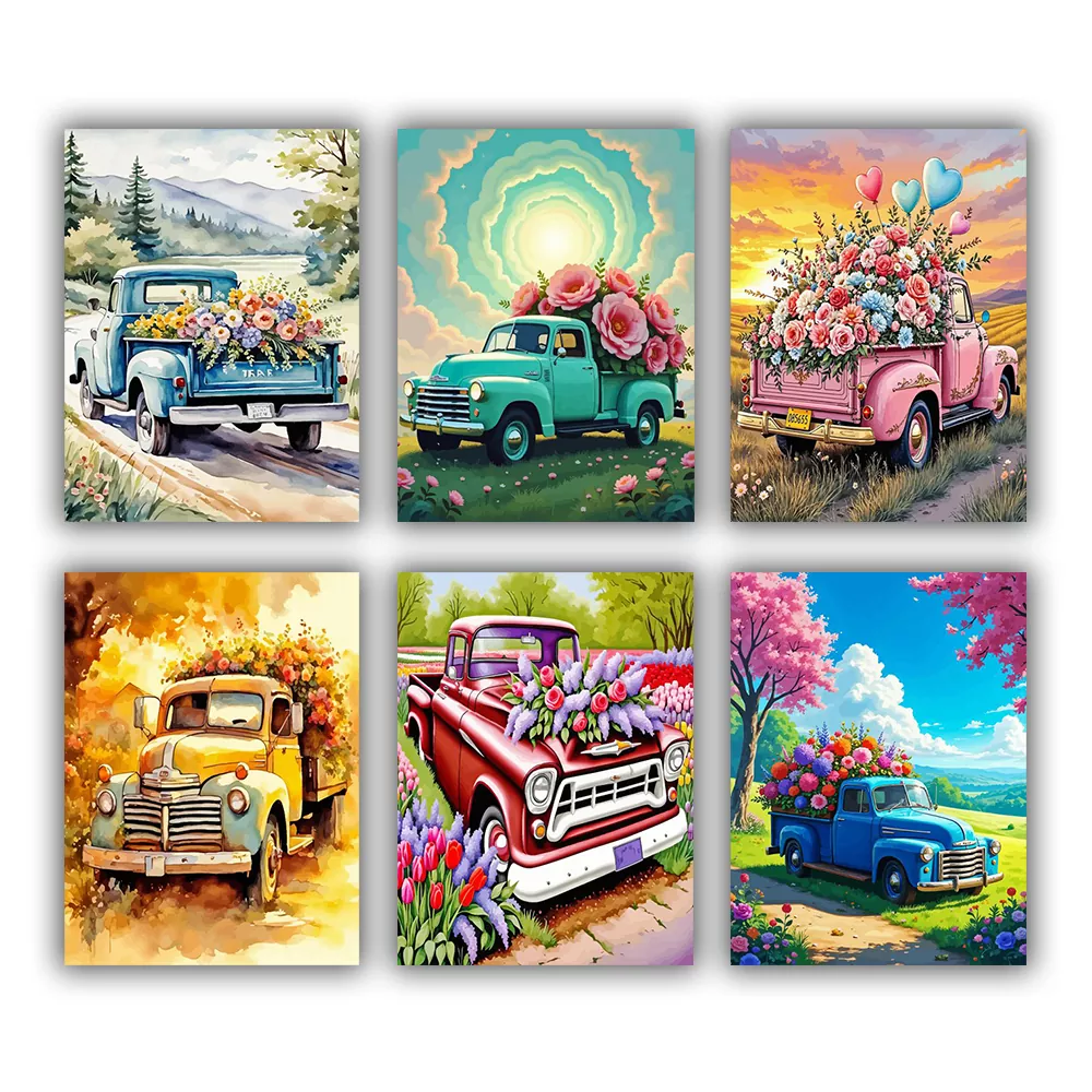 truck with flowers mini paint by numbers truck with flowers mini paint by numbers
