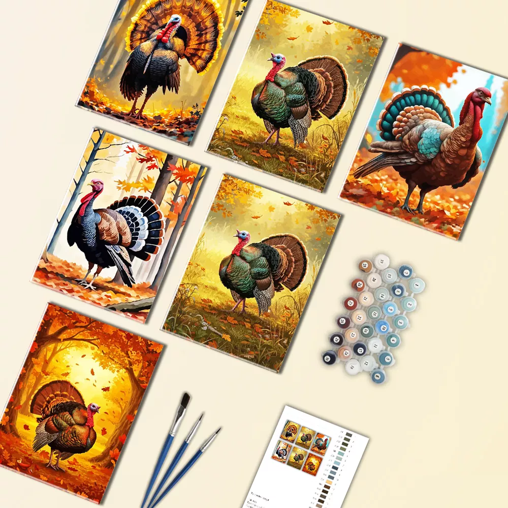 turkey in the fall mini painnt by numbers