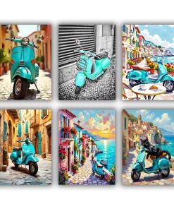 turquoise vespa mini paint by numbers