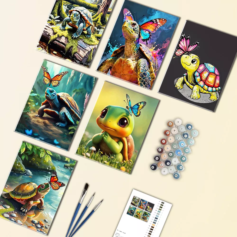 turtle and butterfly mini paint by numbers