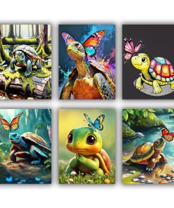 turtle and butterfly mini paint by numbers