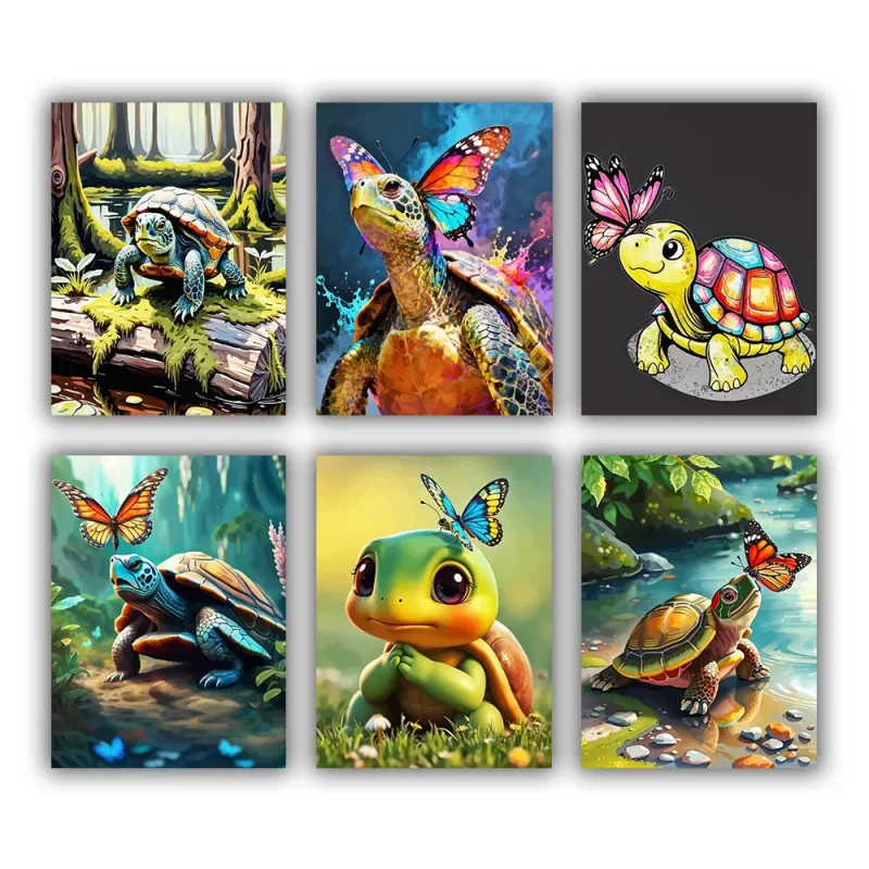 Turtle And Butterfly Mini Paint By Numbers - Numeral Paint Kit