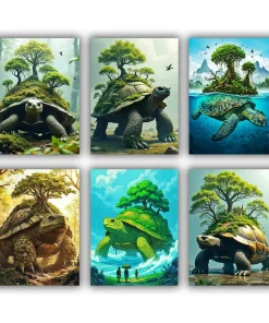 turtle with trees on back paint by numbers