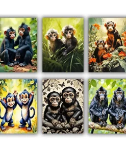 two black monkeys mini paint by numbers