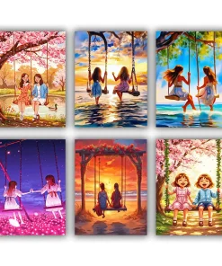 Two Friends On A Swing Mini Paint By Numbers