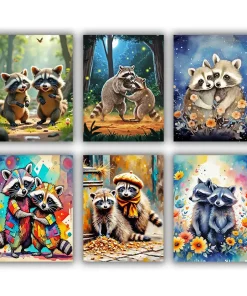 two raccoons mini paint by numbers