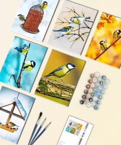 two tit birds mini paint by numbers