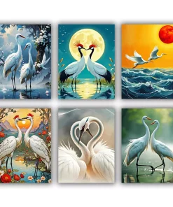 Two White Cranes Mini Paint By Numbers