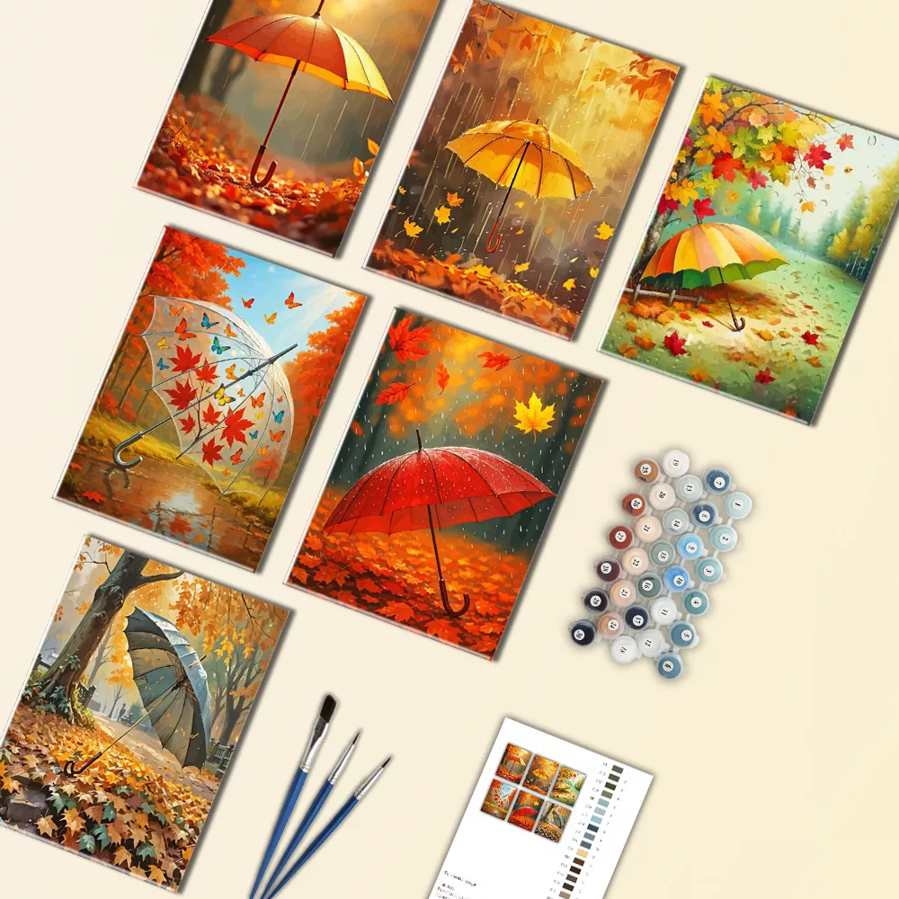 umbrella in autumn mini paint by numbers