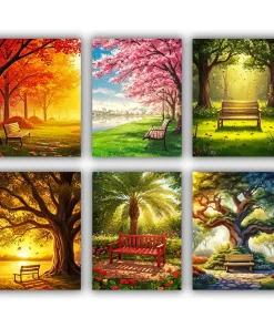 under tree bench mini paint by numbers